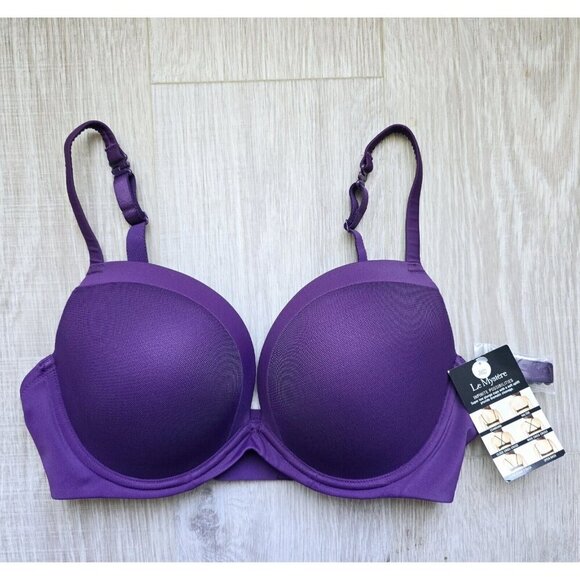Le Mystere Infinite Possibilities Plunge Purple Underwire Molded Padded Bra 36D - Picture 1 of 10